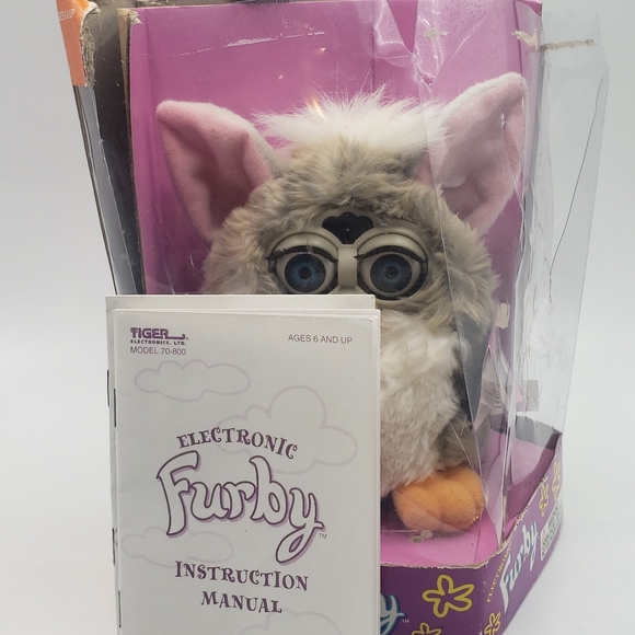 Electronic Gray Furby With Manual NIB Box Rough Hasbro 1999 - Picture 2 of 5